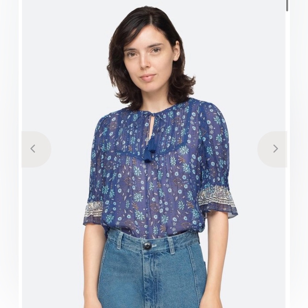 Sea New York Penelope Navy Floral Blouse, new without tag